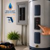 Florida homeowner resetting electric water heater breaker panel